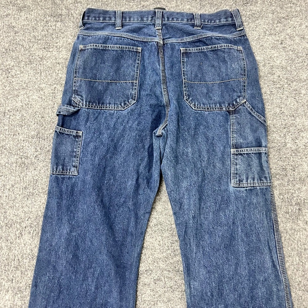 Faded Glory Carpenter Jeans Mens Size 36x32 Blue Relaxed Fit Utility Workwear